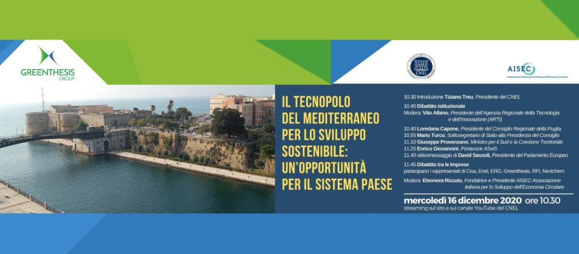 Vincenzo Cimini partecipa al webinar sul Tecnopolo del Mediterraneo per lo sviluppo sostenibile